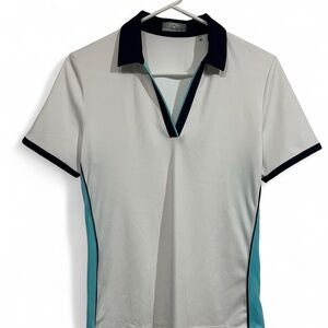 2/$30 Callaway White Polo with Navy Collar M